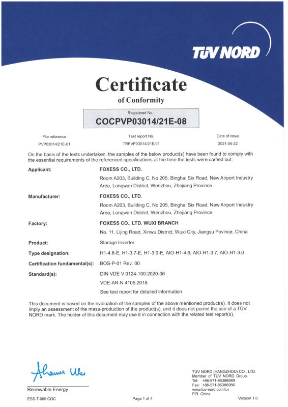 Система резервного питания FOX ESS All In One 1 фаза AIO-H1-5.0 (5.0 кВт)+ 4 шт батареи HV2600 battery V2.0 (10,4 кВт*ч)