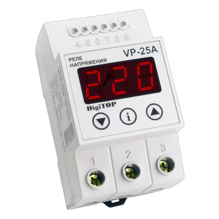 Реле напруги DigiTOP VP-25А (3 модулі, базовий функціонал)