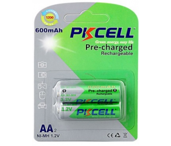 Аккумулятор PKCELL 1,2V AA 600 mAh NiMH, 2 шт/блистер (09320)