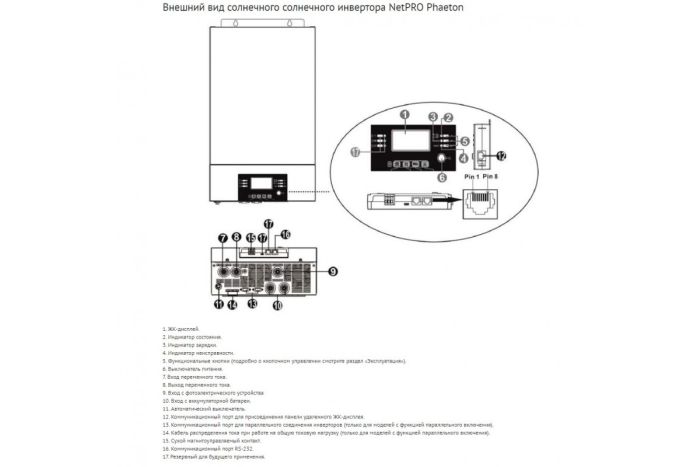 Сонячний інвертор NetPRO Phaeton 3000 (3 кВт, 24В, 120А, On-Line, MPPT, Wi-Fi)