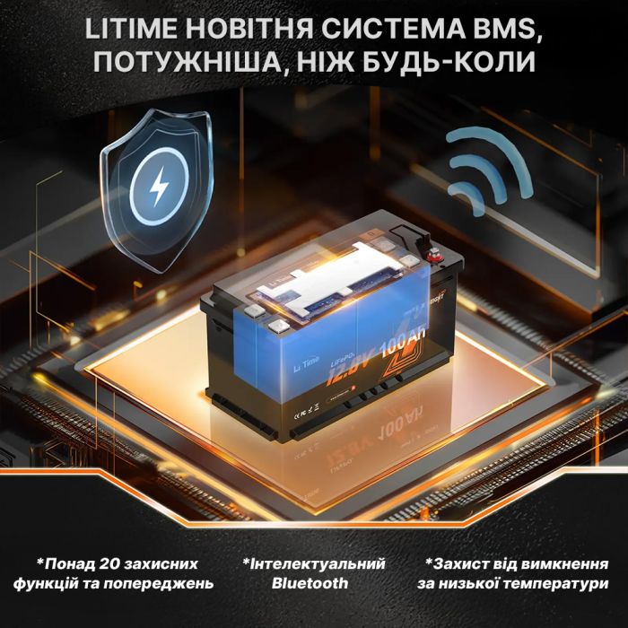 Акумулятор LiTime 12-100 H190 SMART Bluetooth LiFePO4