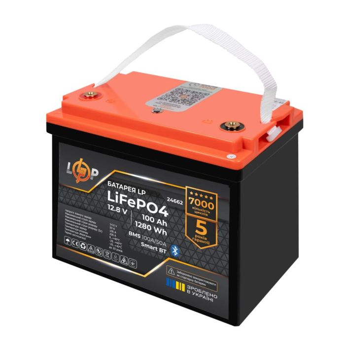 Акумулятор LP 12,8V - 100 Ah (1280Wh) (BMS 100A/50А) (LiFePO4 Bluetooth) (24662)