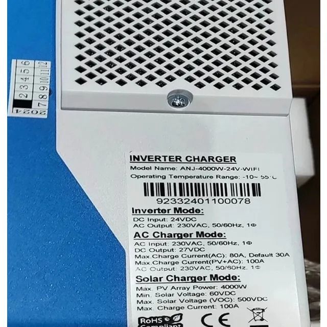 Гібридний інвертор ANENJI ANJ-4000W-24V, 4,2 кВт, 24В, 80A Wi-Fi